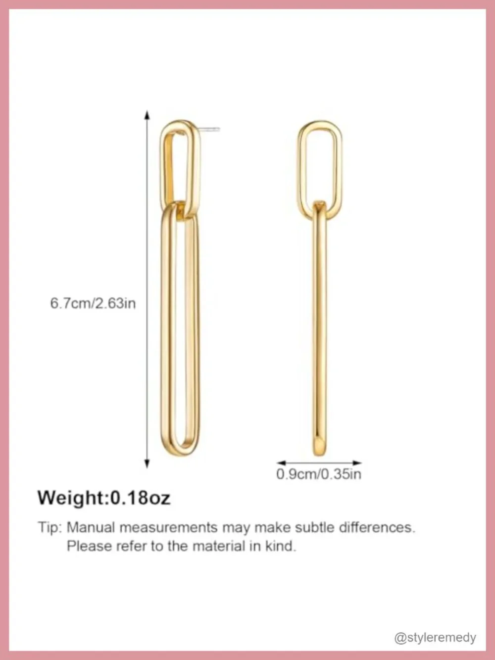 Geometric Link Drop Dangle Earrings - Gold Silver Brass